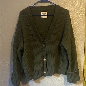 Abercrombie & Fitch Green Cameron Seed Stitch Cardigan